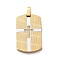 304 Stainless Steel Micro Pave Cubic Zirconia Pendants, Ion Plating(IP), Rectangle with Cross Charms, Golden, 36x22x3.5mm, Hole: 6.5x4.5mm