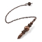 Brass Dowsing Pendulum Big Pointed Pendants, with Lobster Claw Clasps and Chain, Rack Plating, Red Copper, 245mm, Hole: 1.6mm