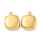 304 Stainless Steel Charms, Square Charms, Real 14K Gold Plated, 14.5x11.5x5mm, Hole: 1.5mm