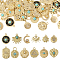 Pandahall 48Pcs 12 Style Alloy Pendants, with Synthetic Turquoise, Light Gold, 16~24.5x13.5~15x2~2.5mm, Hole: 1.4~2.2mm, 4pcs/style