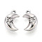Tibetan Style Alloy Charms, with Rhinestone, Moon, Antique Silver, 14.5x9.5x6mm, Hole: 1.6mm