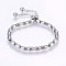 Tarnish Resistant Adjustable 304 Stainless Steel Slider Bracelets, Rice, Stainless Steel Color, 10-1/4 inch(26cm), 5mm