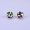 Printed Round with Leopard Print Pattern Silicone Focal Beads, Colorful, 15x15mm, Hole: 2mm