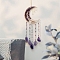 Moon Natural Amethyst & Agate Woven Net Suncatchers, Chakra Theme Hanging Pendant Decorations with Glass Beaded, 660mm
