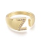 Brass Micro Pave Clear Cubic Zirconia Cuff Rings, Open Rings, Real 18K Gold Plated, Letter, Letter.Z, Size 5, Inner Diameter: 15.5mm, Z: 8x6mm