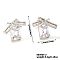 Brass Clear Cubic Zirconia Bowknot Stud Earrings, Silver, 17x19mm
