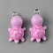Opaque Resin Pendants, Cute Tortoise Charms, with Platinum Plated Iron Loops, Pearl Pink, 26x14x9.5mm, Hole: 2mm