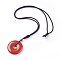 Adjustable Natural Red Jasper Pendant Necklaces, with Nylon Theard, Donut/Pi Disc, 23.6 inch~24.8 inch(60~63cm), Donut: 40x6~9mm
