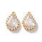 Glass Charms, with Brass Findings, Teardrop Charm, Real 18K Gold Plated, 10.5x7.5x3.5mm, Hole: 0.7mm