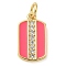 Rack Plating Brass Micro Pave Cubic Zirconia Pendants, with Enamel, Long-Lasting Plated, Lead Free & Cadmium Free, Rectangle Charms, with Jump Ring, Cerise, 15x8.5x1.5mm, Hole: 3mm