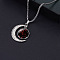 Alloy & Glass Luminous Moon Constellation Pendant Necklaces, Stainless Steel Box Chain Necklaces, Stainless Steel Color, Cancer, 23.62 inch(60cm)