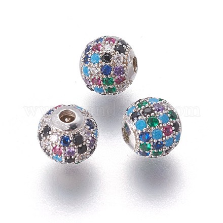 Латунные микро проложить кубического циркония бусы ZIRC-F098-02P-8mm-1