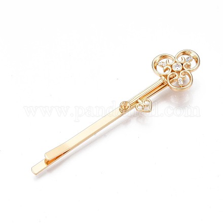 Латунные фурнитуры шпильки Bobby Pin с микро-покрытием из прозрачного кубического циркония MAK-N232-002-1
