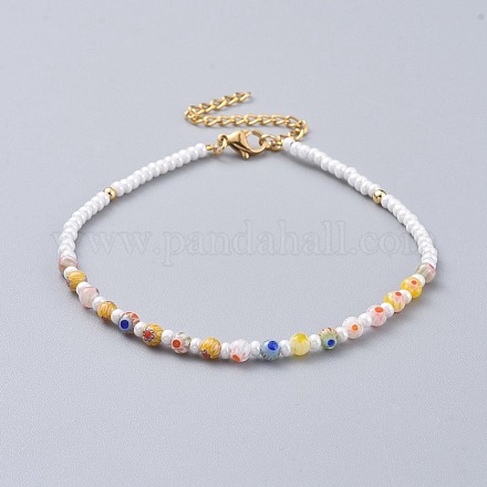 Millefiori стеклянные браслеты AJEW-AN00272-1