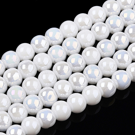 Гальванические непрозрачные стеклянные бусины GLAA-T032-P4mm-AB02-1
