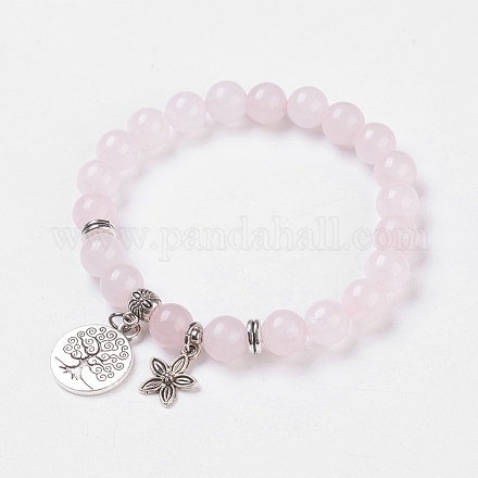 Естественно розовый кварц стрейч браслеты BJEW-JB03772-04-1