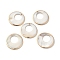 Electroplated Natural Freshwater Shell Pendants with Golden Plated Brass Edge, Flat Round Charms, WhiteSmoke, 30x2~2.5mm, Hole: 1.4mm