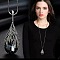 Alloy Crystal Rhinestone and Black Glass Pendant Long Necklaces, for Women, Silver, Teardrop, 35.04 inch(89cm)