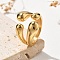 304 Stainless Steel Teardrop Cuff Rings, Ion Plating(IP), Golden, 18mm, US Size 7 1/4(17.5mm)