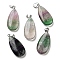 Natural Sodalite Pendants, with Platinum Tone Brass Findings, Teardrop Charms, 33~33.5x14.5~15x6~6.5mm, Hole: 4x6mm