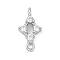 Brass Micro Pave Clear Cubic Zirconia Connector Charms, Long-Lasting Plated, Cadmium Free & Nickel Free & Lead Free, Platinum, Clover, 13.5x7.5x3.5mm, Hole: 1.2mm