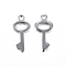 304 Stainless Steel Pendants, Key, Stainless Steel Color, 16x7x1mm, Hole: 1.2mm