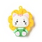 Opaque Resin Cat Big Pendants, Sunflower Kitten Charms, Medium Sea Green, 55x45x20mm, Hole: 3mm