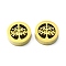 Ion Plating(IP) 304 Stainless Steel Beads, Flat Round with Tree, Real 18K Gold Plated, 10x3mm, Hole: 1.8mm