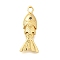 Brass Micro Pave Cubic Zirconia Pendants, Fish Shape, Real 18K Gold Plated, 22x8.5x5.5mm, Hole: 2.5x1.5mm