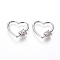 Brass Micro Pave Cubic Zirconia Screw Carabiner Lock Charms, for Necklaces Making, Clear, Heart, Platinum, 23x22.5x2mm