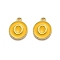 Golden Plated Alloy Enamel Charms, Enamelled Sequins, Flat Round with Alphabet, Letter.O, Yellow, 14x12x2mm, Hole: 1.5mm