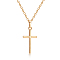 Real 18K Gold Plated Cross Brass Cubic Zirconia Pendant Necklaces, 18 inch