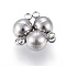 Tarnish Resistant 201 Stainless Steel Magnetic Clasps with Loops, Round, Stainless Steel Color, 11x6x6mm, Hole: 1.5mm