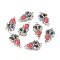 Alloy Links Connectors, with Rhinestone, with Colorful Seed Beads, Owl, Antique Silver, 23.5x13x5mm, Hole: 1.5mm