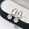 Brass Clear Cubic Zirconia Hoop Earrings, Shell Shape, Platinum, 20.5x8.5x13.5mm