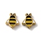 304 Stainless Steel Enamel Beads, Bees, Real 18K Gold Plated, 12.5x11x4mm, Hole: 1.2mm