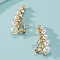 Stainless Steel with Pearl Stud Earrings, Golden