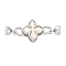 Brass Micro Pave Clear Cubic Zirconia Fold Over Clasps, Cadmium Free & Nickel Free & Lead Free, with Shell, Flower, Platinum, 39mm