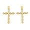 Brass Pave Cubic Zirconia Pendants, Cross, Clear, Real 18K Gold Plated, 23x15x3mm, Hole: 1mm