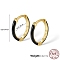 Real 18K Gold Plated 925 Sterling Silver Enamel Hoop Earrings, with 925 Stamp, Black, 12.6mm