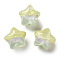 Gradient Color Transparent Hand-drawed Acrylic Beads, with Golden Glitter Powder, Star, Light Yellow, 19.5x21.5x16mm, Hole: 2.3mm