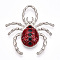Rack Plating Alloy Enamel Pendants, Cadmium Free & Nickel Free & Lead Free, Spider Charms, Platinum, 40x37.5x6mm, Hole: 13.5x9mm