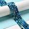 Natural Striped Agate/Banded Agate Beads, Dyed, Faceted, Round, Blue, Size: about 6mm in diameter, hole: 1mm, 63pcs/strand, 14.5 inch