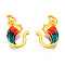 Alloy Enamel Charms, Cadmium Free & Lead Free, with Jump Rings, Matte Gold Color, Fish, Red, 11.5x11x4mm, Jump Ring: 5x1mm, 3mm inner diameter