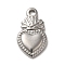 Non-Tarnish 304 Stainless Steel Pendants, Sacred Heart Charms, Stainless Steel Color, 22x12.5x3mm, Hole: 2mm