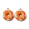 Baking Paint Alloy Pendants, Donut, Chocolate, 17x15x4mm, Hole: 1.2mm