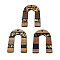 Translucent Resin & Waxed Walnut Wood Pendants, with Gold Foil, Horse Arch, Black, 36.5x28x3mm, Hole: 2mm