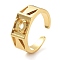 Rack Plating Brass Wide Open Cuff Rings Ring Components, 4 Claws Prong Solitaire Ring Settings, Long-Lasting Plated, Golden, Tray: 3mm, Inner Diameter: 18mm