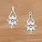 Alloy Connector Charms, Flower, Silver, 30x15mm