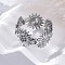 Sun 304 Stainless Steel Open Cuff Ring Components, Rhinestone Pad Ring Setting, Stainless Steel Color, Fit for 0.8mm and 1.6mm Rhinestone, Adjustable